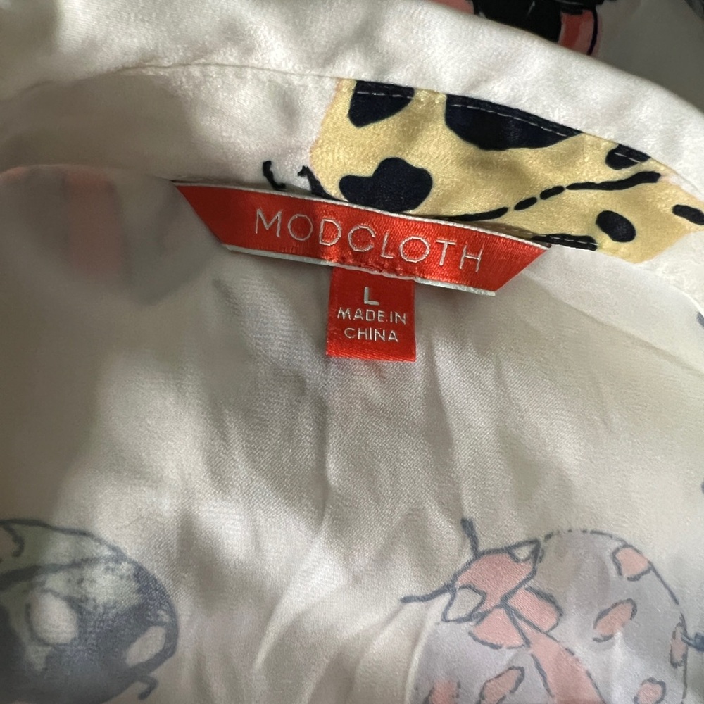 Modcloth L Ladybug Print Button Down Blouse - image 3